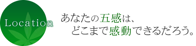 Location あなたの五感は、どこまで感動できるだろう。